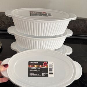 Surefresh White Oval Food Storage Set of 4 plastic